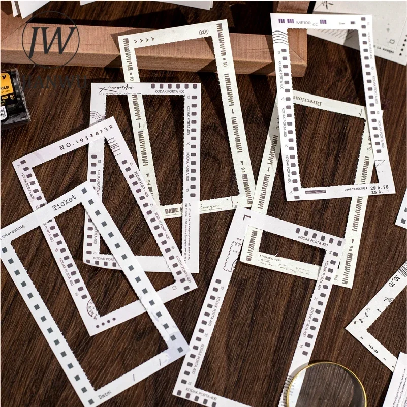 JIANWU Micro Film Association Series Vintage Hollow Border Material Collage Memo Pad  Creative DIY Journal Stationery