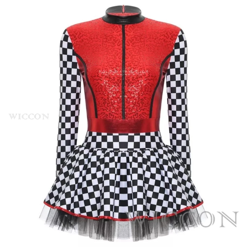 Costume da pilota per auto da corsa per ragazze per bambini, Halloween, regina da corsa, danza, spettacolo teatrale, vestito da tutu, festa di