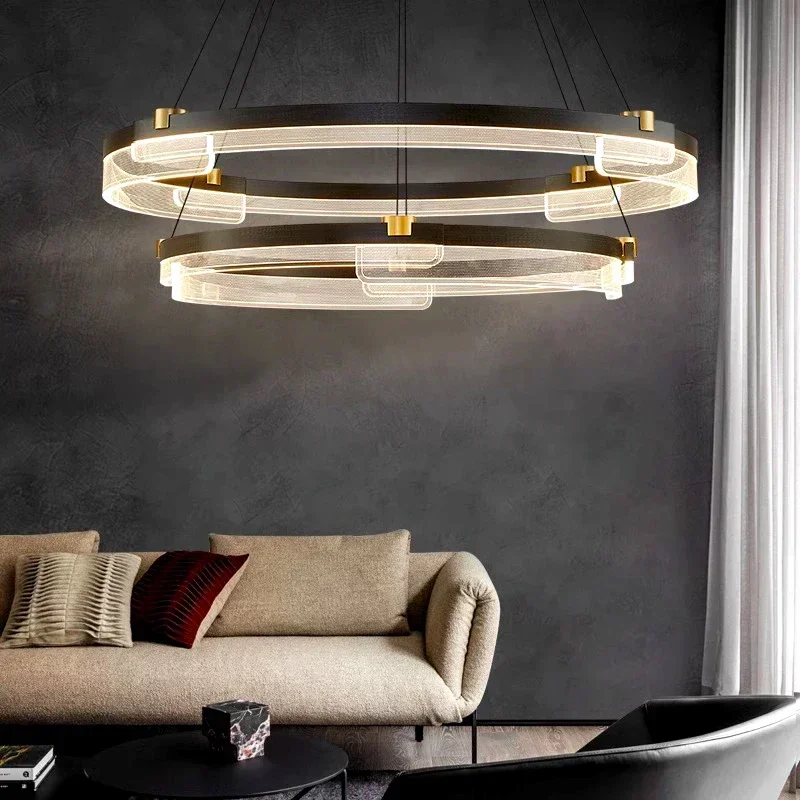 Nordic Minimalist Salon Chandeliers Modern Home Decor Circular Acrylic Led Lamp Living Room Dining Bedroom Lustre Pendant Light