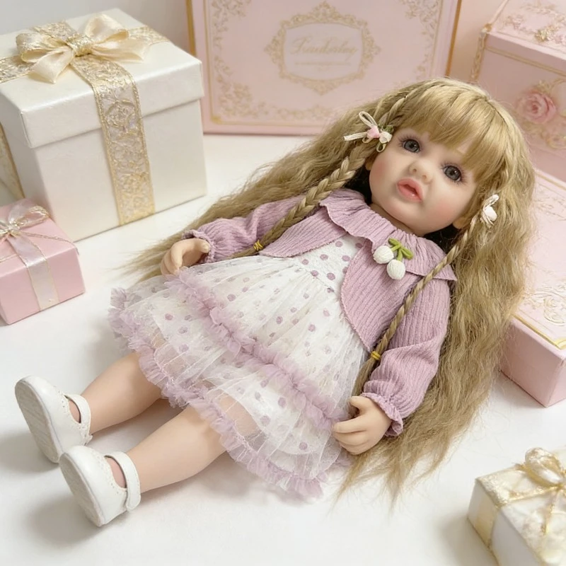 

Кукла Бетти 55 см, полностью виниловая, с длинными волосами и синими глазами, коллекционная художественная кукла, водонепроницаемая игрушка