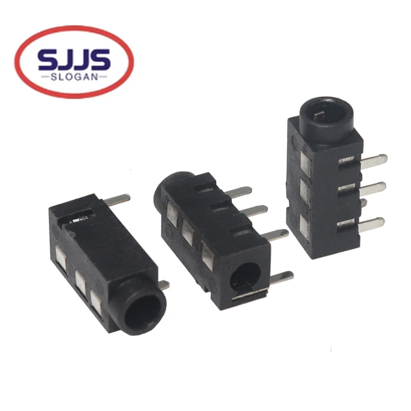 【100-10PCS】PJ320 3.5MM Audio Jack Connector Through Holes PCB Horizontal 4 Conductor Right Angle No Internal Switch