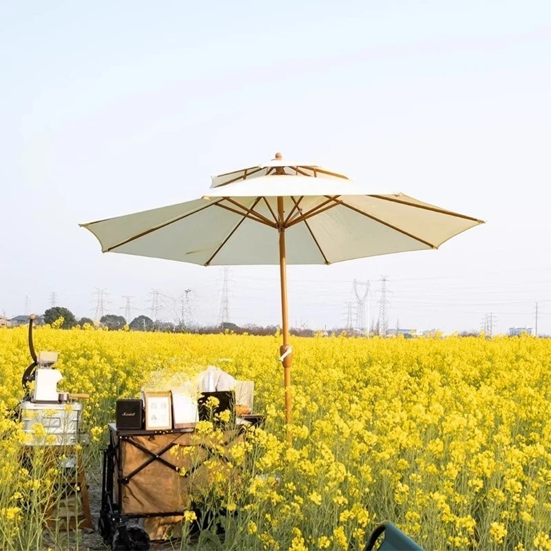 Outdoor parasol outdoor big sun umbrella leisure camping Internet celebrity middle column umbrella balcony courtyard umbrella 、