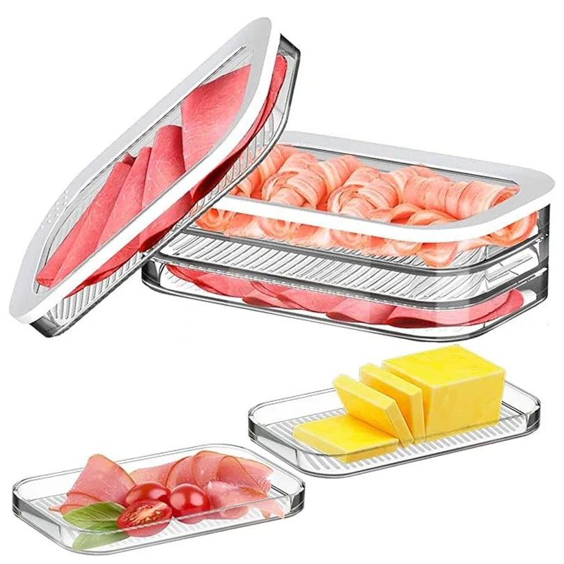 

Охлаждаемый ящик для хранения хрустящих продуктов с крышкой для холодильника, прозрачный ящик для хранения замороженного мяса, штабелируемый ящик для хранения продуктов, кухонные аксессуары
