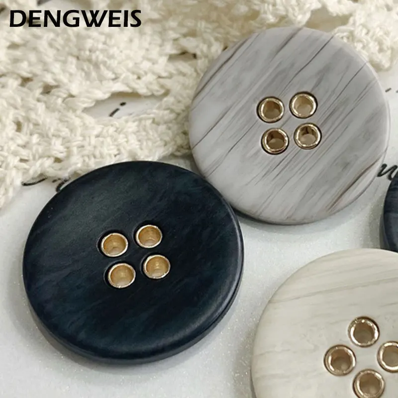 4-Holes Round Resin Metal Clothes Sewing Buttons Men and Women Coats Suit  Overcoat Cardigans High-Grade DIY Accessories Button