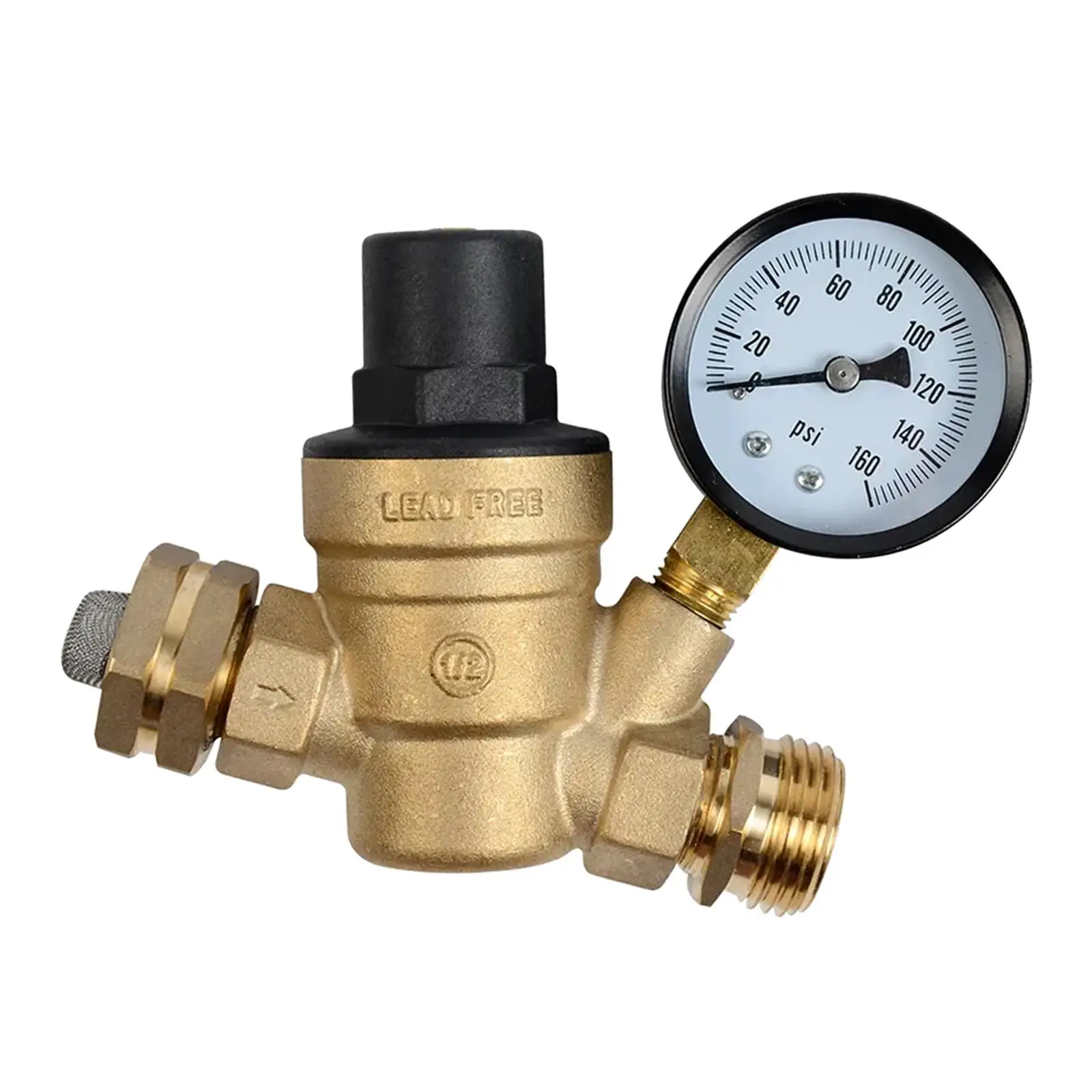 RV Water Pressure Regulator Valve 14-160 PSI RV Pressure Reducing Valve for Outdoor Camper Travel Trailer Home Garden RV