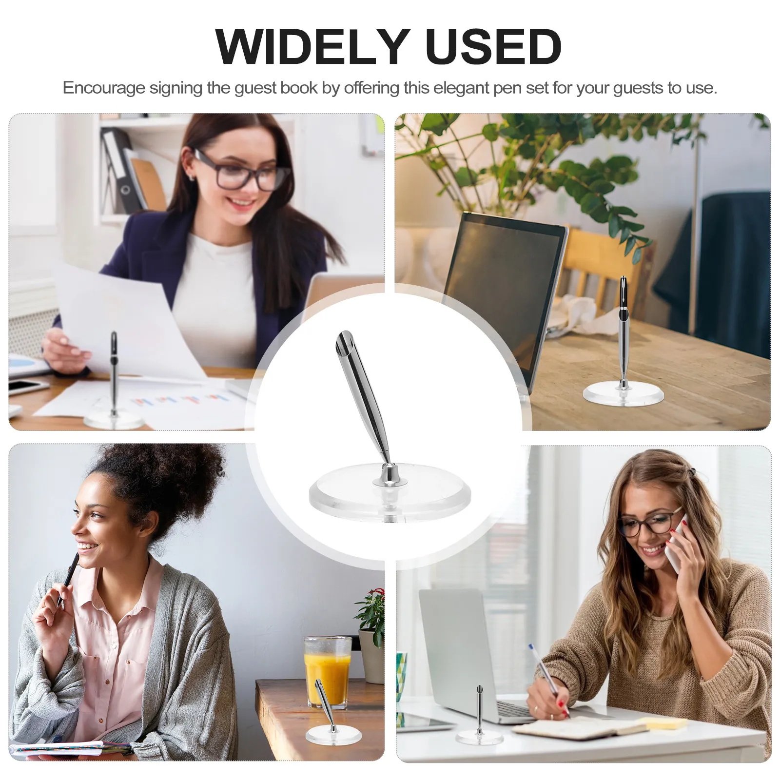 

Elegant Acrylic Pen Holder 360 Degree Rotating Base for Wedding Signing Guest Book Decor Creative Pen Stand Engagement Event Use