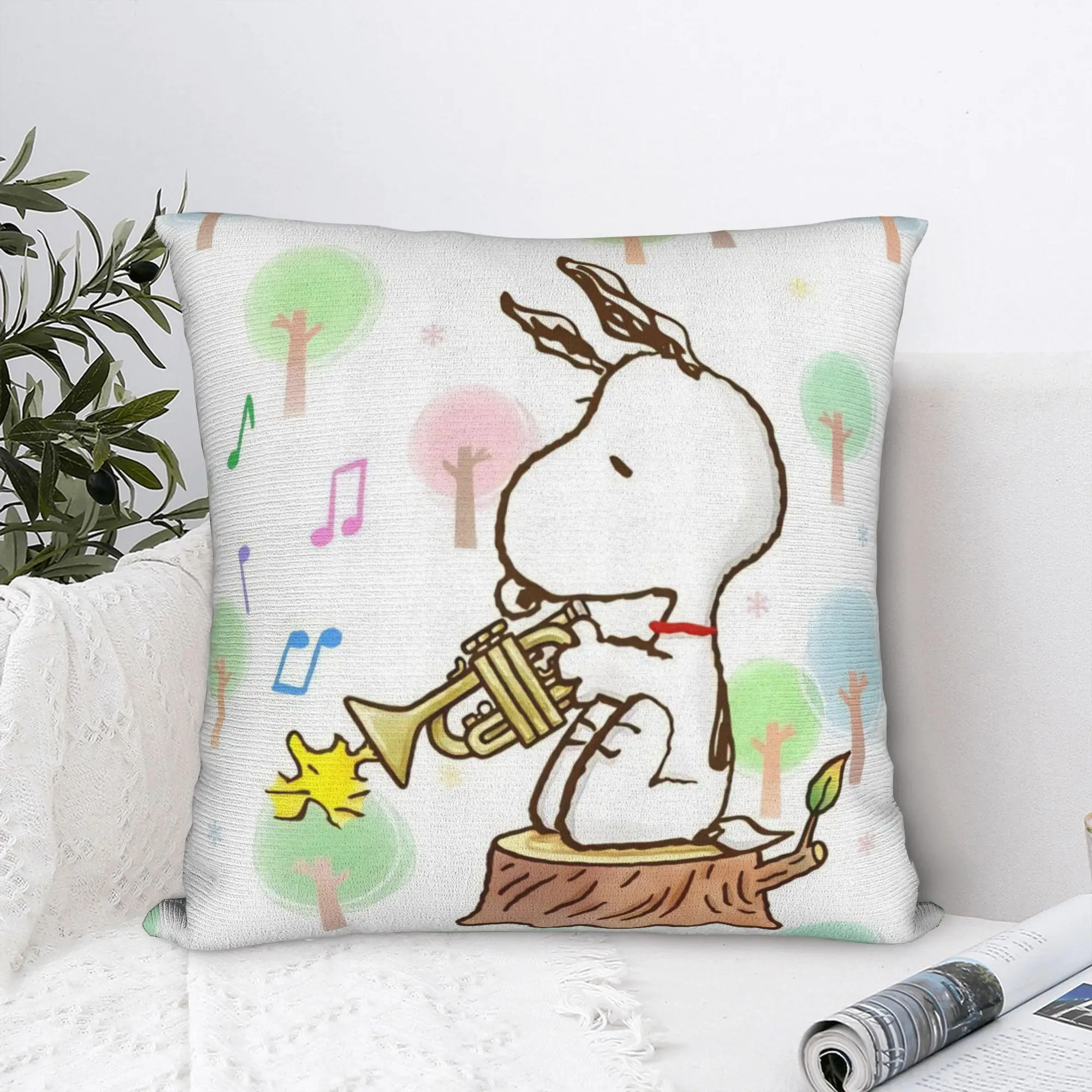 Cartoon Cute S-Snoopys Square Pillow Case  Cushion Covers Vintage Zippered Decor Pillowcase for Home 45*45cm