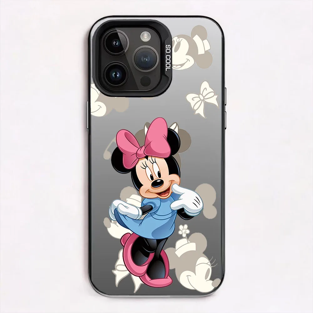 Mickey Minnie Mouse For iPhone16promax  15 14 13 12 11 Pro Max XS Max X XR 7 8 Plus Fashion Colorful Silver Matte Phone Case