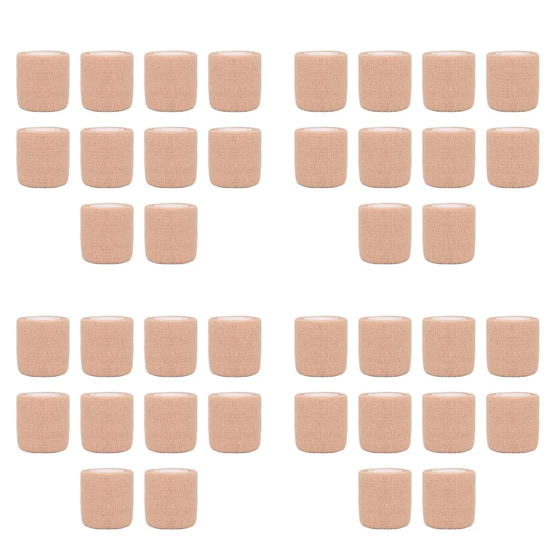 

A43T 40Pcs Beige Colorful Sport Self-Adhesive Elastic Bandage Wrap 4.5M Elastic Band For Knee Support Pad, Fingers