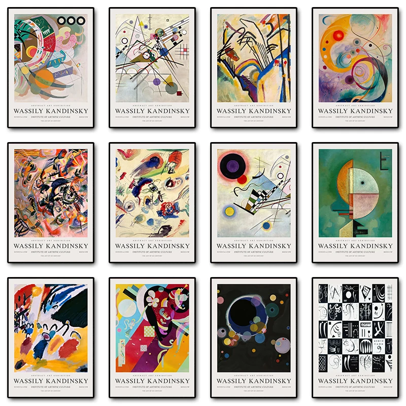 Wassily Kandinsky Kunstwerke Poster Abstrakte Geometrie Kunst Diamantmalerei Farbenfroher Druck Wandbilder für Wohnzimmer Heimdekoration