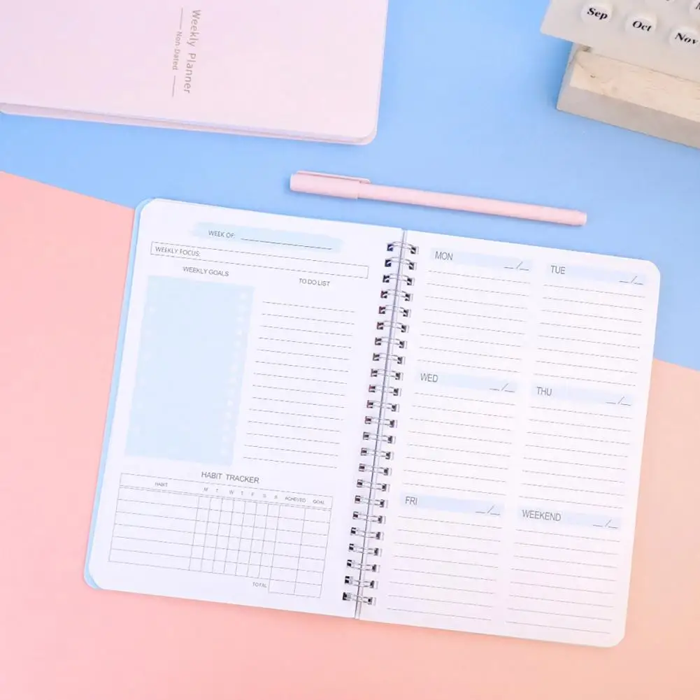 Smooth Writing Planner 2024 Daily Weekly Planner for Home School Office 52 Week English Notebook with Thick Paper Smooth Writing