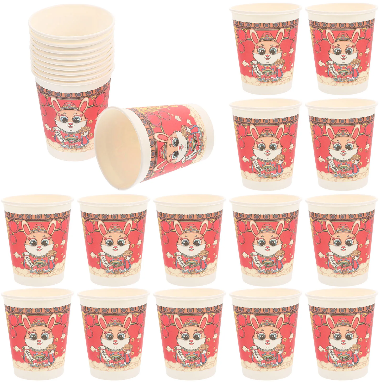 

50Pcs Rabbit Year Disposable Cups Exquisite New Year Theme Design Festive Party Paper Cup for Spring Festival Celebration
