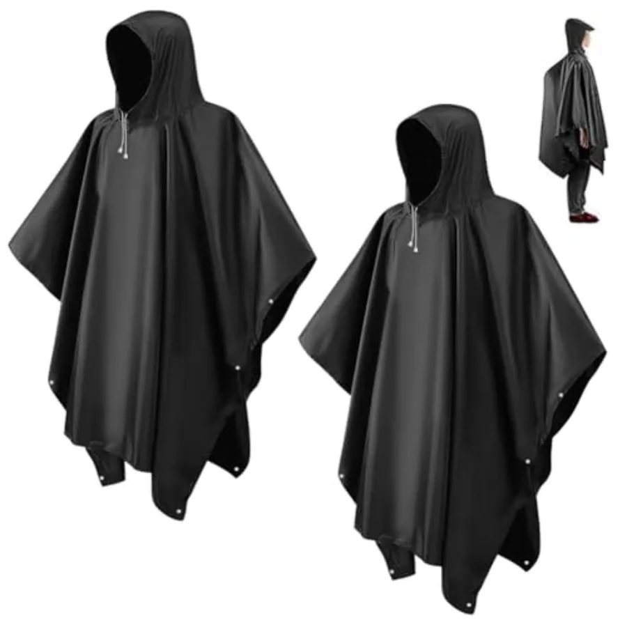 

CHGANG Rain Ponchos for Adults, Reusable Ponchos for Men Women, Waterproof EVA Lightweight Rain Coat with Drawstring Hood