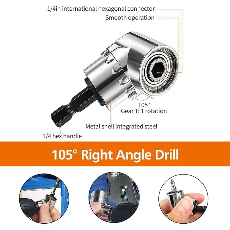 105° Short/Long Handle Turning Screwdriver Joint Sleeve Multifunctional Corner Tool Screwdriver Head Turning Universal Joint