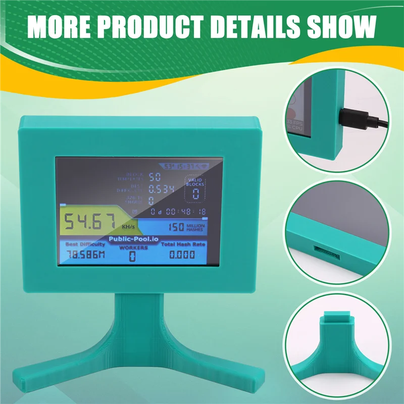 AP-Nerdminer V2 56Kh/S Pantalla LCD de 2,8 pulgadas Nerdminer Bitcoin Crypto Solo Lotería Minero de escritorio Minero de criptomoneda