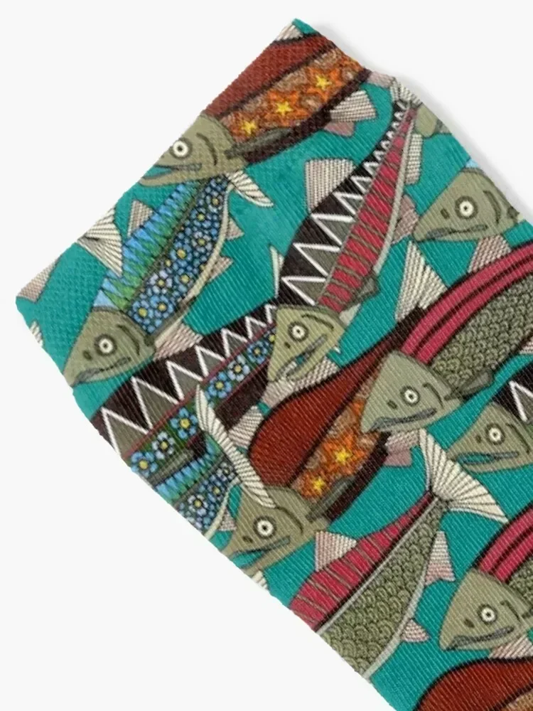 Alaskan salmon teal Socks Crossfit new in's Wholesale Men's Ladies Socks Men's