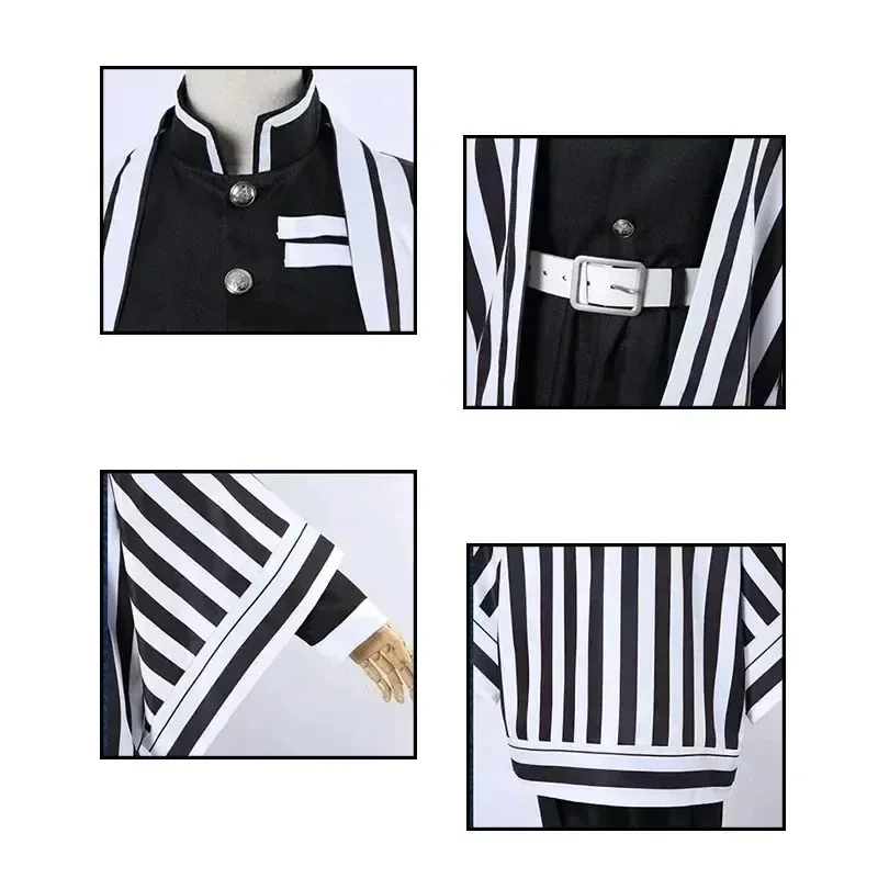 Anime Demon Slayer Kimetsu No Yaiba Iguro Obanai Haori Kimono Cosplay disfraz peluca serpiente accesorios blanco disfraz de Halloween