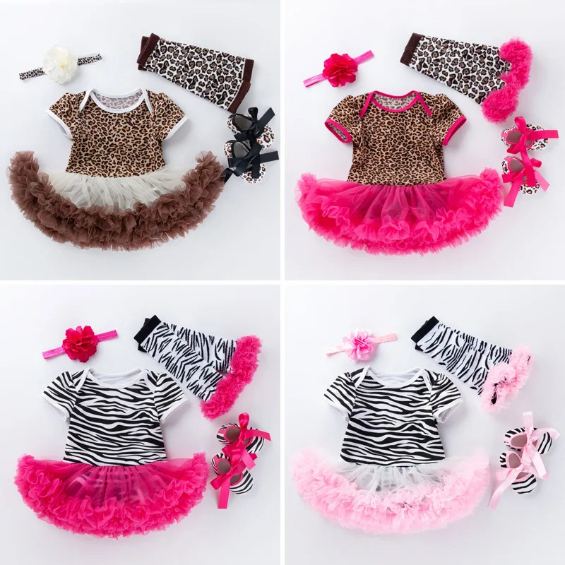 

New Baby Short Sleeve Leopard Print Romper Dress Trendy Baby Princess Dress Set Wholesale