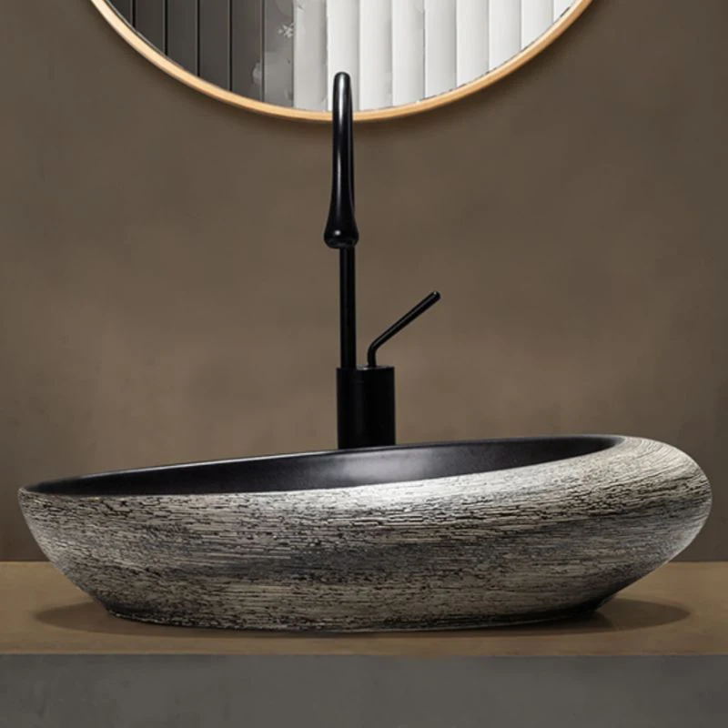 

Counter top irregular shape modern oval bathroom wash