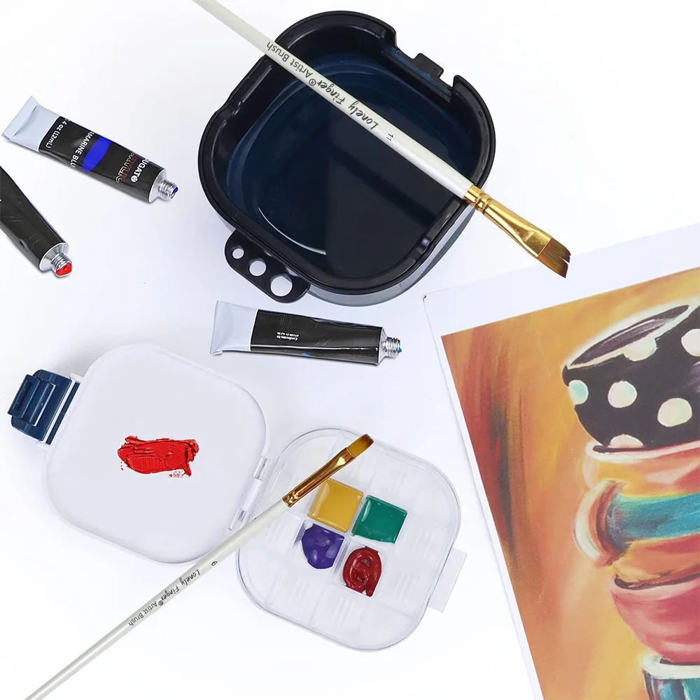 Leerer Farborganizer mit 16 Wellen und luftdichter Konservierung, Palettenbox für Aquarell-Gouache-Acrylfarbe (ohne Farbe)