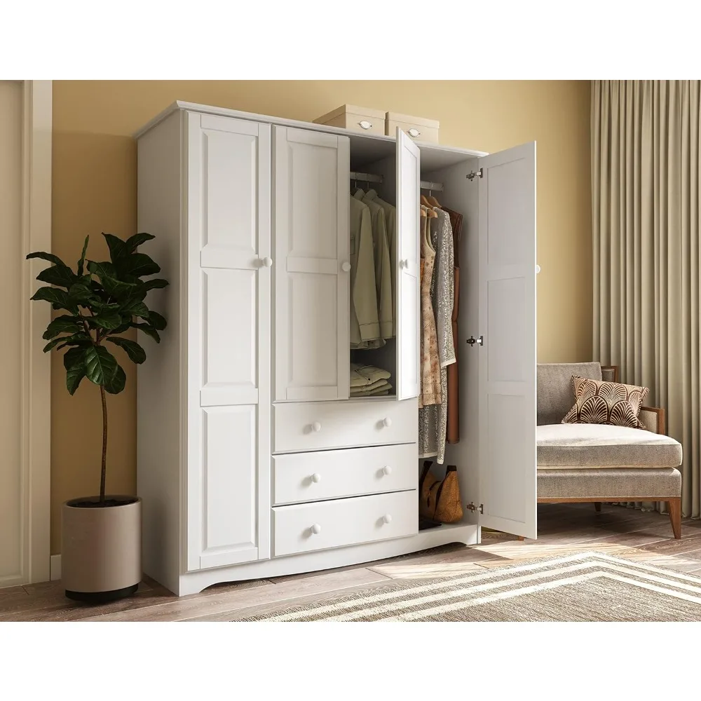 

Imports 100% Solid Wood Family Wardrobe Closet Armoire w/Clothing Rods 60.25" w x 72" h x 20.75" d. Renewable Eco-Friendly Wood