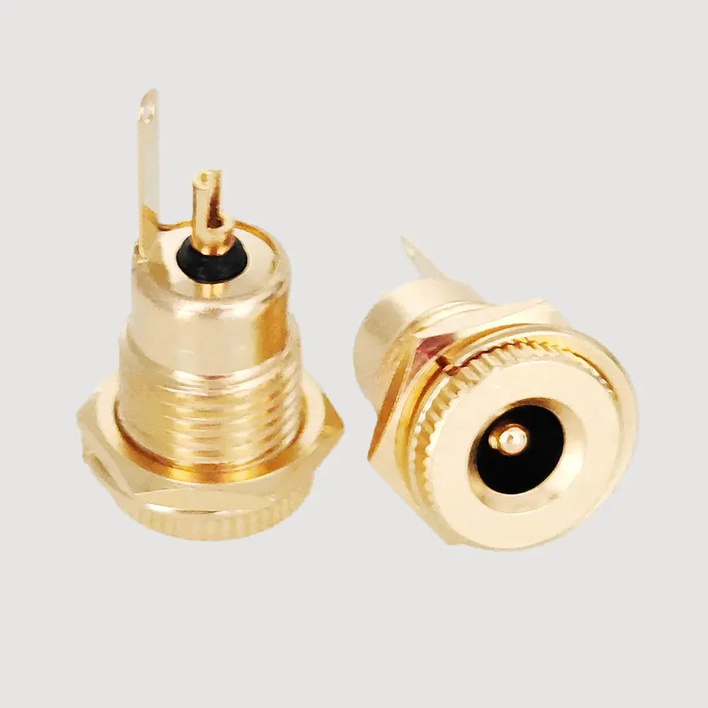 Gold-plated 30V 20A High Current DC Connectors 5.5x2.1mm 5.5*2.5 Power Female Jack Socket Nut Panel Mount DC Adapter Connector