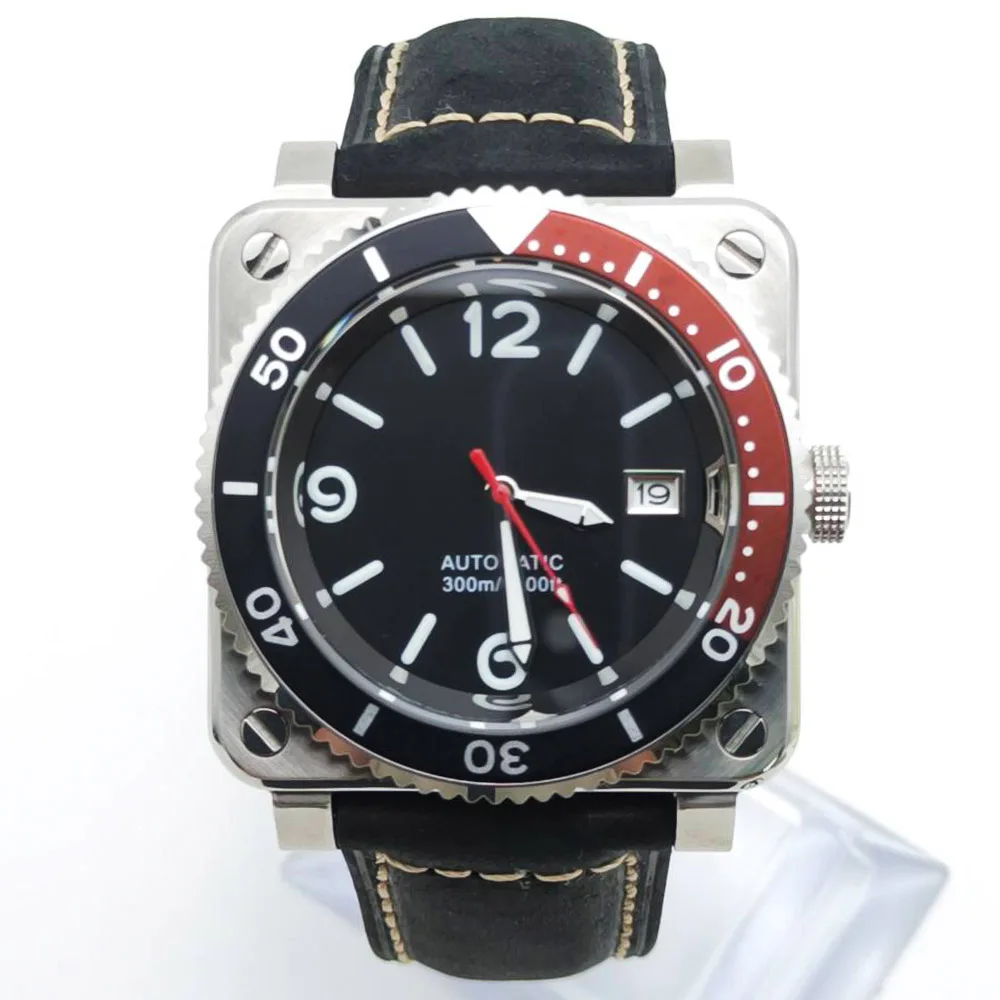 44mm NH35 Square Automatic Men's Watch Sapphire Crystal Glass Stylish Date Display Luminous Men's Gift Watch Mechanical