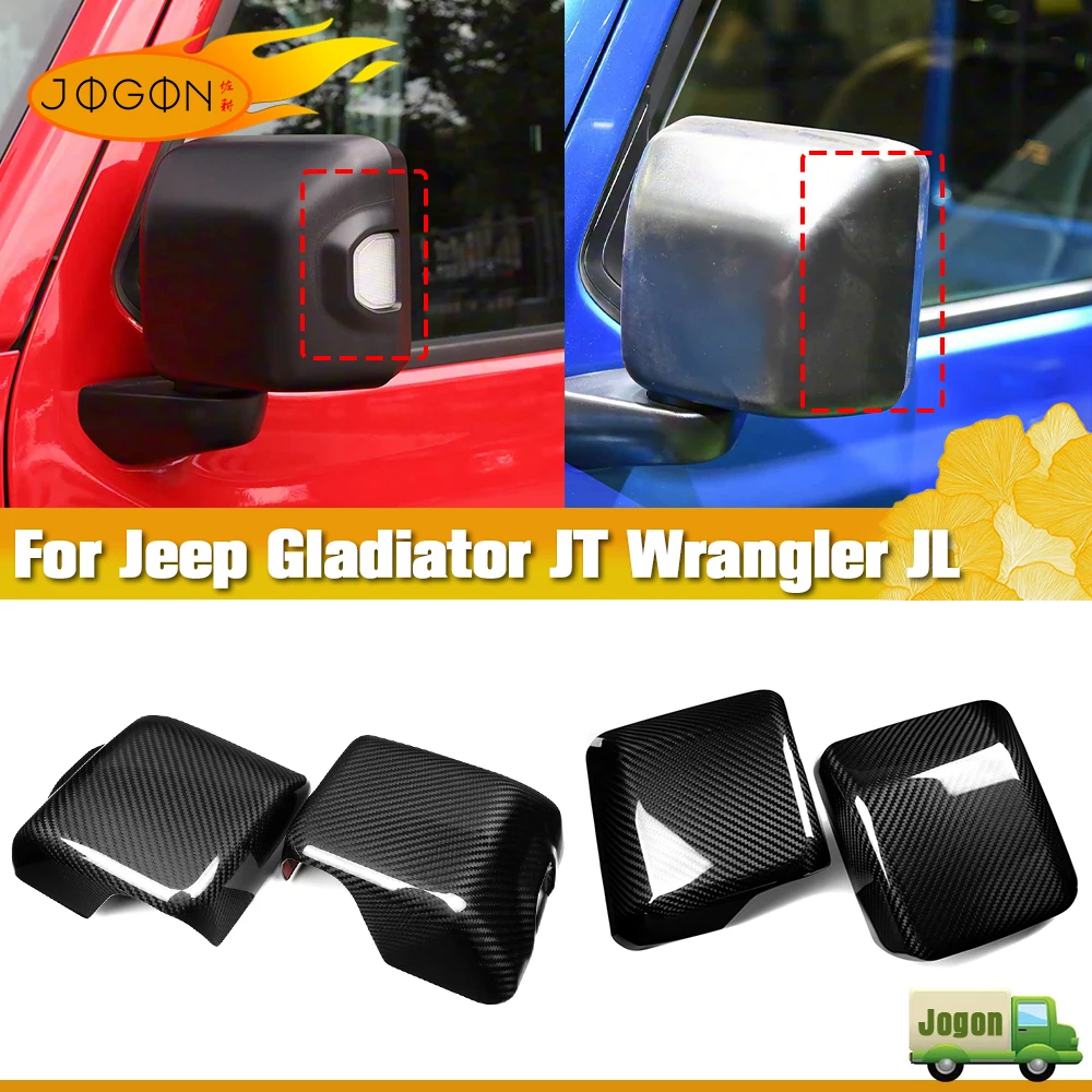 

100% Real Carbon Fiber Car Rear Mirror Cover Cap For Jeep Gladiator JT Rubicon Overland Mojake X Wrangler JL Sahara 2020 Up