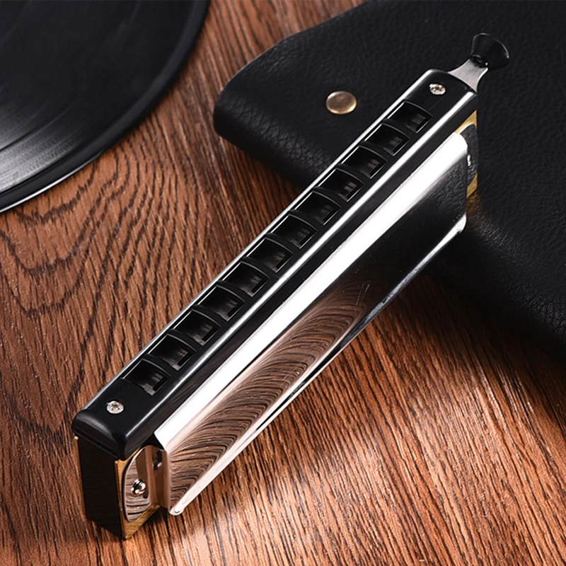 

12 Holes Chromatic Harmonica Silver 48 Tone C Key Mini Mouth Harmonica Children Professional Musical Instruments Birthday Gift