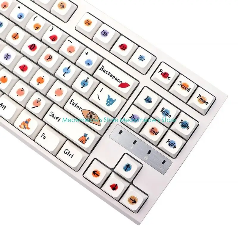 W91A 136 Keys Graffiti Cartoon XDA โปรไฟล์ Keycaps PBT Dye sublimation สำหรับสวิตช์เชอร์รี่ MX เหมาะกับ 61 68 75 104 108