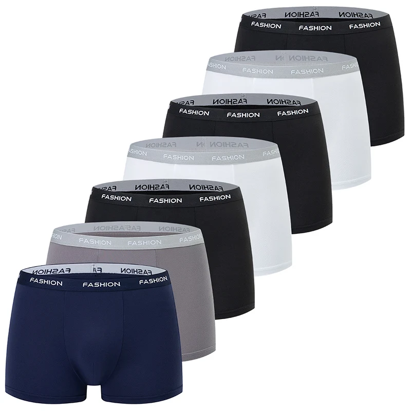 

Набор из 5/7 мужских однотонных модных повседневных боксеров: удобное нижнее белье, спортивные шорты для велоспорта, базовые шорты больших размеров