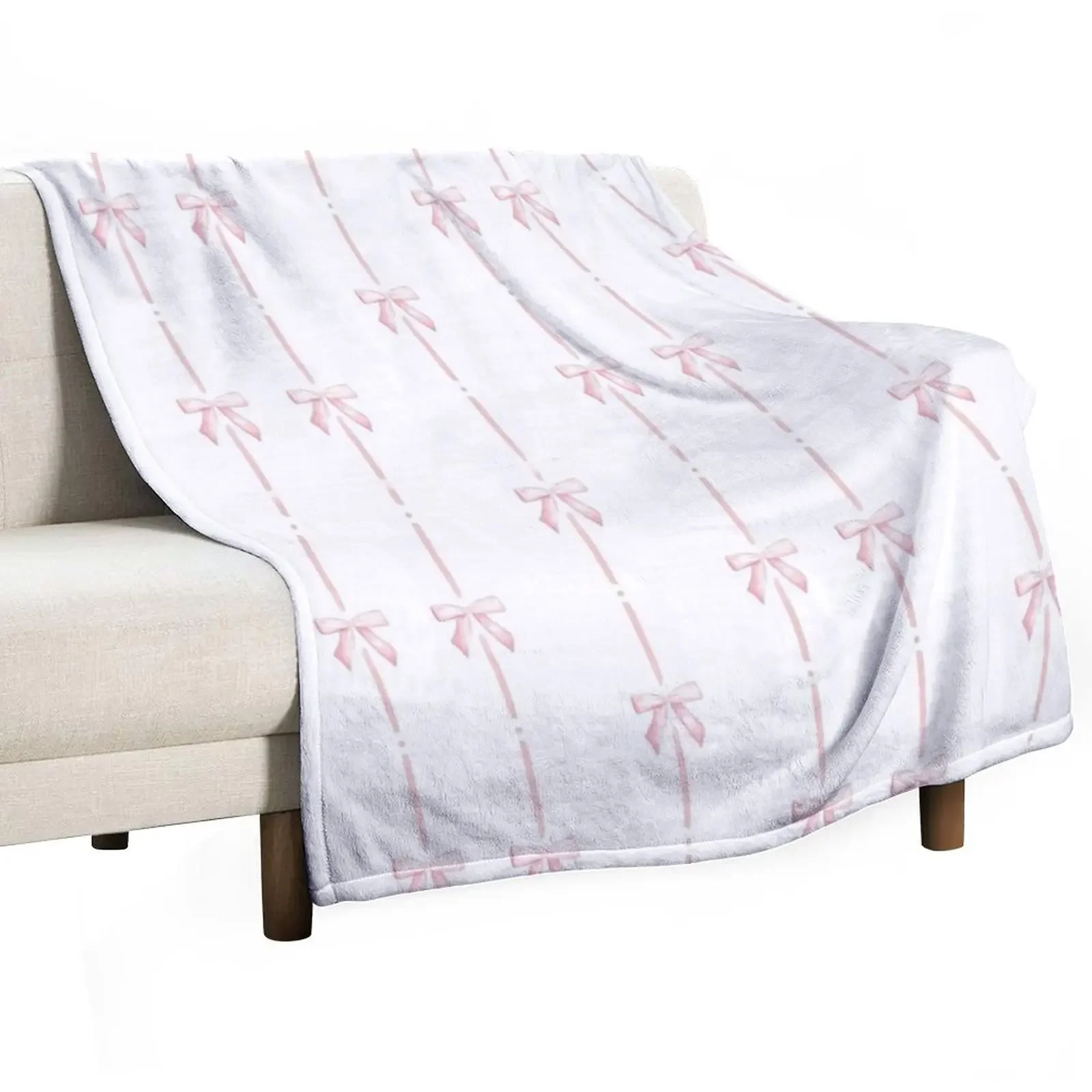 Pink bow ribbon coquette Throw Blanket blankets and throws Hairy Thins blankets ands Blankets