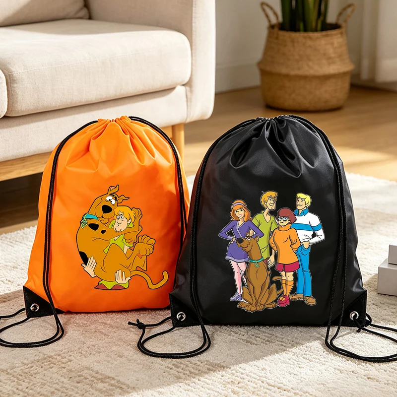 Bolsa de almacenamiento con cordón de Scooby Doo, mochila con bolsillo para perro de dibujos animados, bolsas organizadoras de viaje ligeras con estampado de Anime, de poliéster