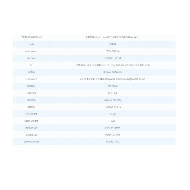 Esp32 Basic Core Lot Development Kit V2.7 2-дюймовый полноцветный HD Ips-дисплей Встроенный динамик Слот для Tf-карты