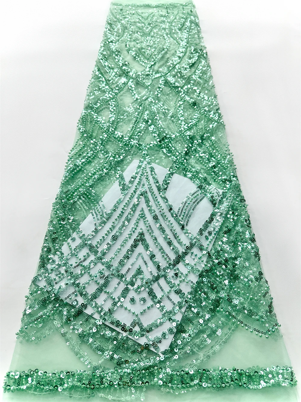 

Французская кружевная ткань 2025 г., высокое качество, африканский бисер, вышитый нигерийский тюль с блестками, кружево 5 ярдов для шитья вечерних платьев