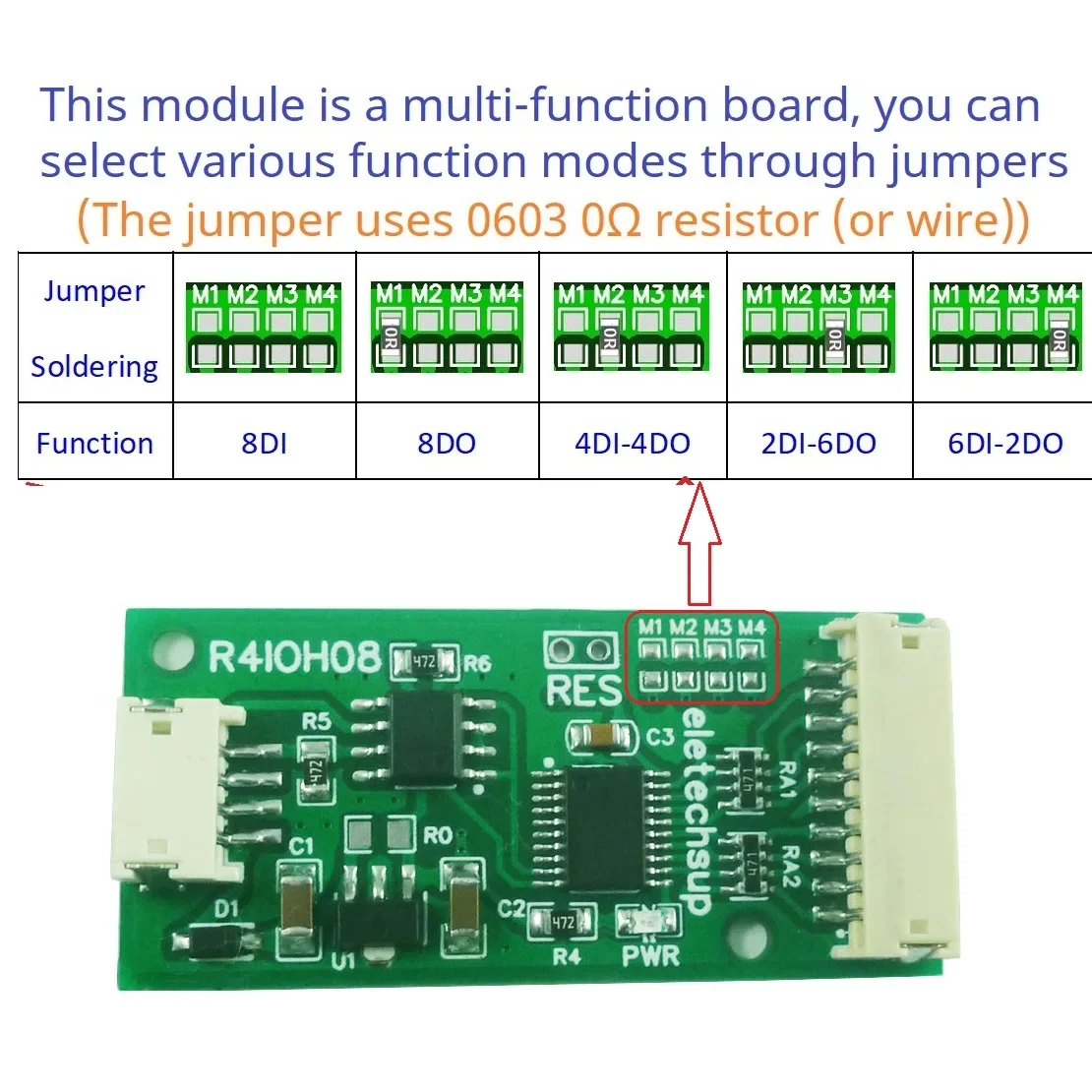 Módulo DI-DO Digital NPN PNP de Entrada/Salida, Placa de Expansión IO Remota Modbus RTU PLC, DC 5V 12V 24V mini 8CH RS485 Multifuncional