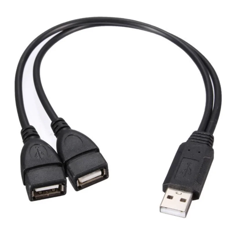 USB 2.0 A 1 male to 2 Dual USB Female Data Hub Power Adapter Y Splitter USB Charging Power Cable Cord Extension Cable