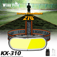 KX-310 COB+LED Headlamp Floodlight USB Rechargeable Head Flashlight Built-in Battery 1200MaH Headlight LED for Fishing Camping