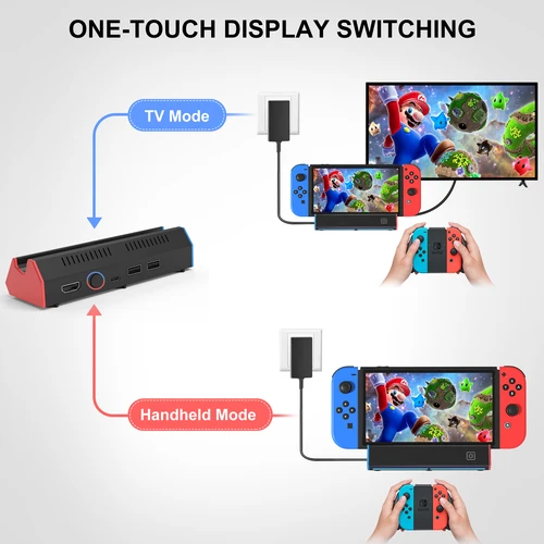 Imagen 2 del producto Base de estación de carga portátil con adaptador HDMI 4K/USB 2.0/puerto tipo C para Nintendo Switch OLED Dock