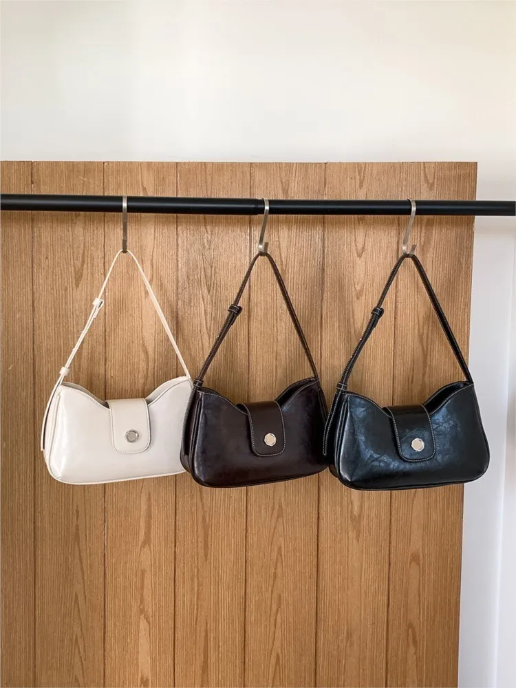 

Retro PU Leather Shoulder Bags For Women 2024 New Winter Fashion Korean Version Luxury Small Square Bag Simple Black Handbags