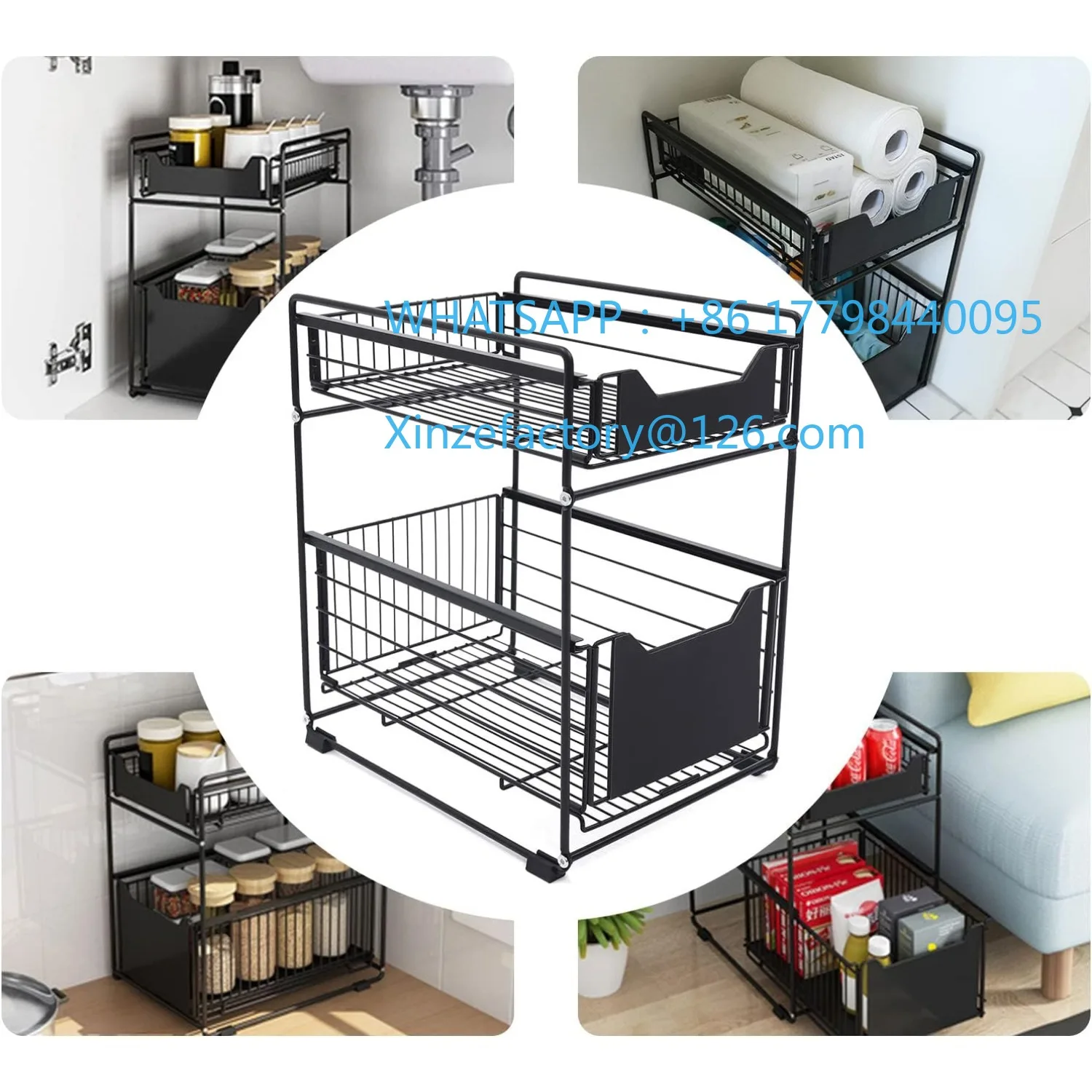 رف تخزين المطبخ القابل للتخصيص منظم Küchenschrank Küche، Küchen Regal، Unter dem Spülbeckenregal Carbonstahlregal #4