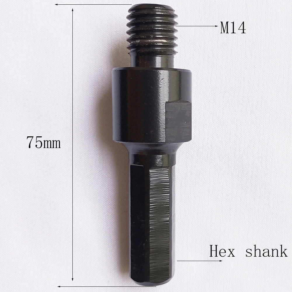 1 Pcs Thread Adapter for Diamond Drill Core Bits Male M14 to Hex Shank Length 75mm Connection Convertor Construction Tools