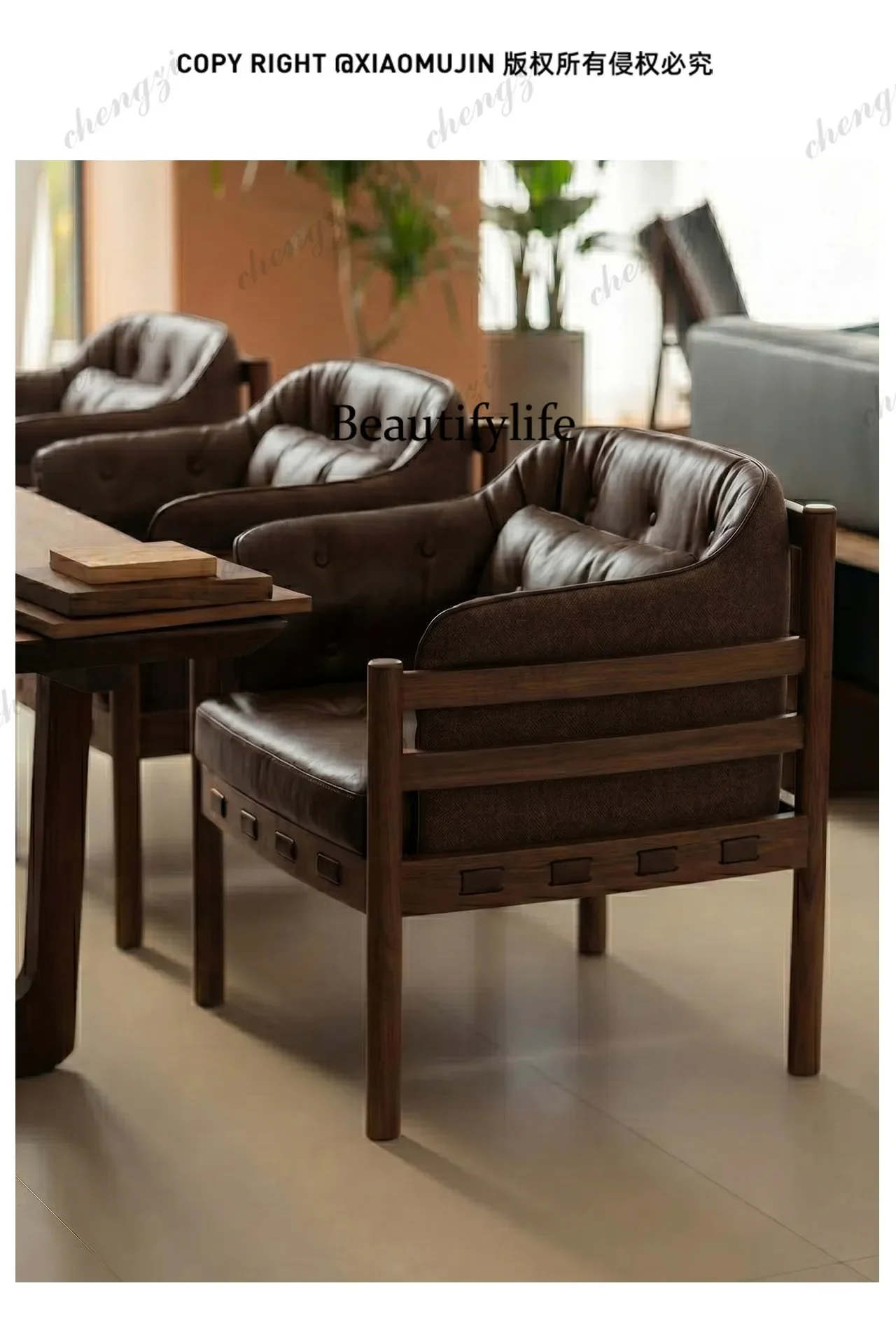 H134 Medieval hunting chair tea room leisure master chair old money retro tea living room balcony single sofa chair