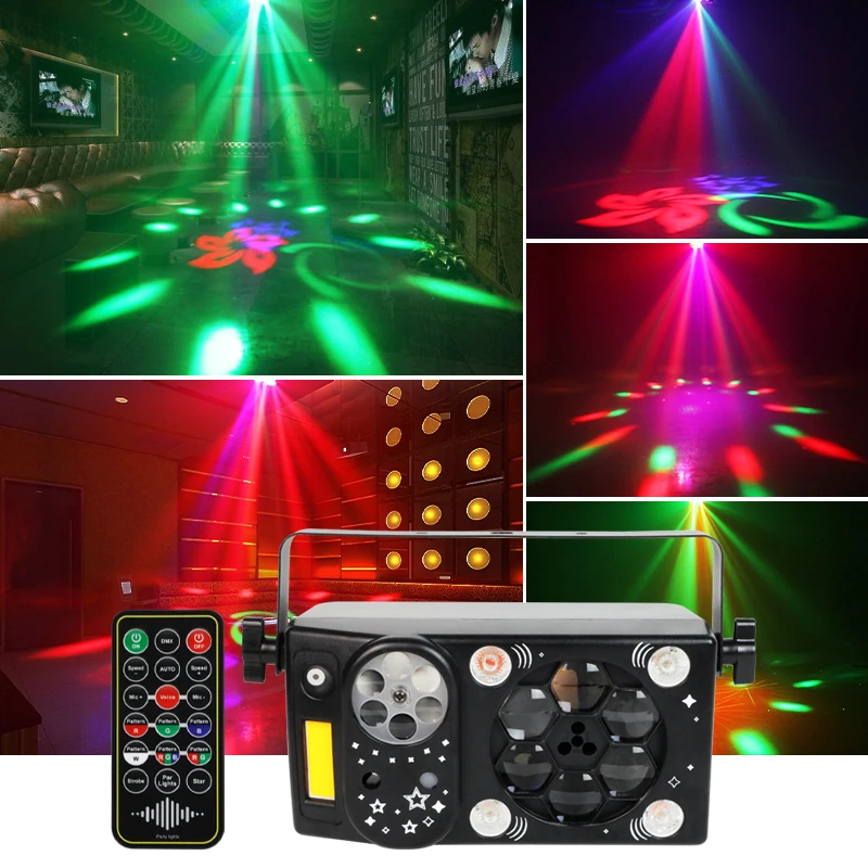 

YSH RGBW Сценические огни с дистанционным звуком DMX Control Disco Gobo Wheel Club Лазерные DJ-светильники для свадебных мероприятий Бесплатная доставка
