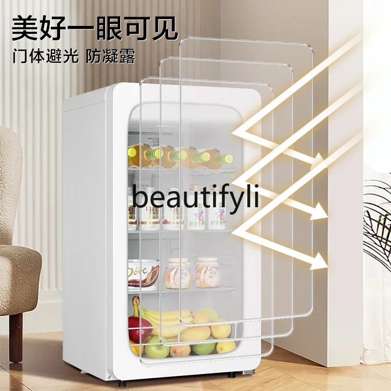 E132 88 لتر ضوء القمر الأبيض المنزلية ثلاجة صغيرة المشروبات الشاي المبردة المشروبات شفافة خزانة حفظ الطازجة