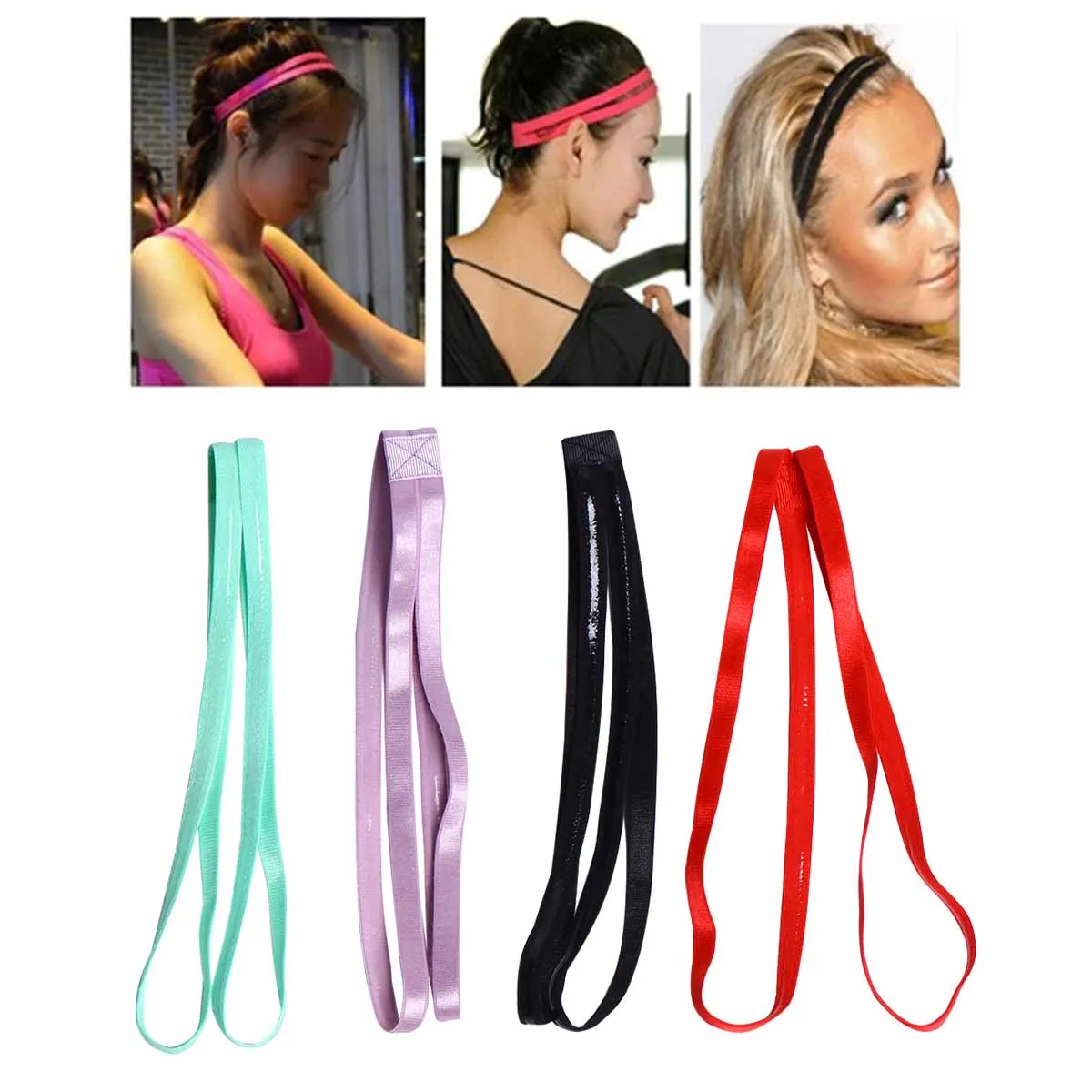 

4 Pcs Anti-slip Running Hair Strap Candy Color Hairband Fitness Headband Sports Headwrap Yoga Golf Unisex Bands