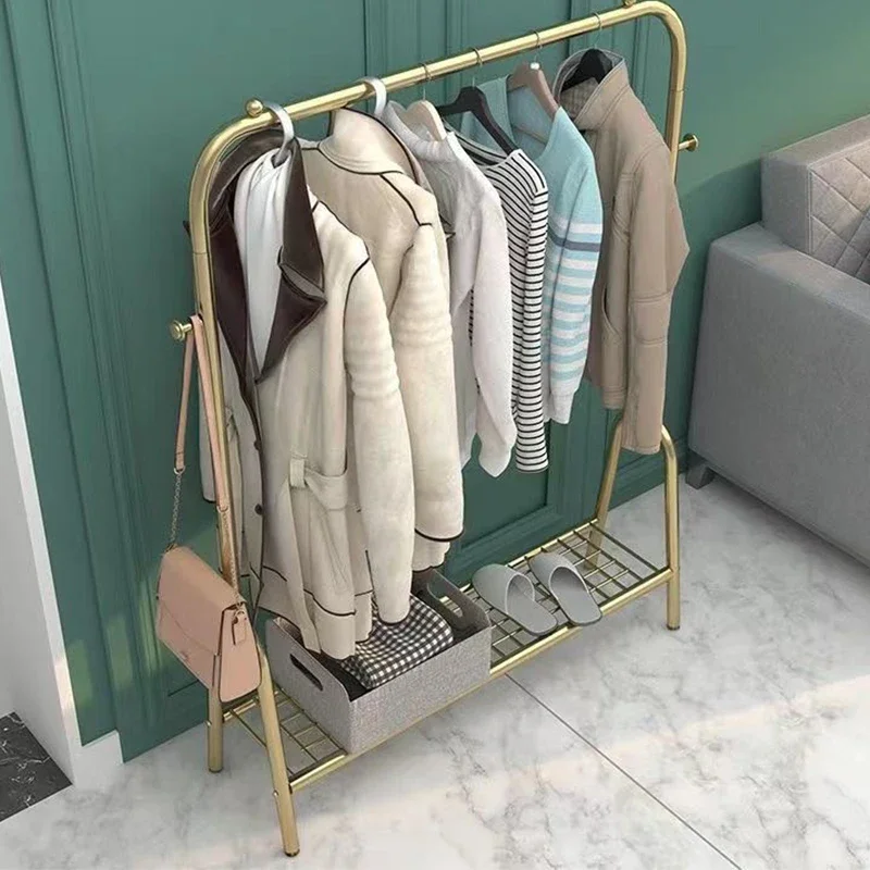 Double Pole Drying Rack Indoor Floor Drying Balcony Pole Clothes Hanger Stand Minimalist Indoor Arara De Roupa Hall Furniture