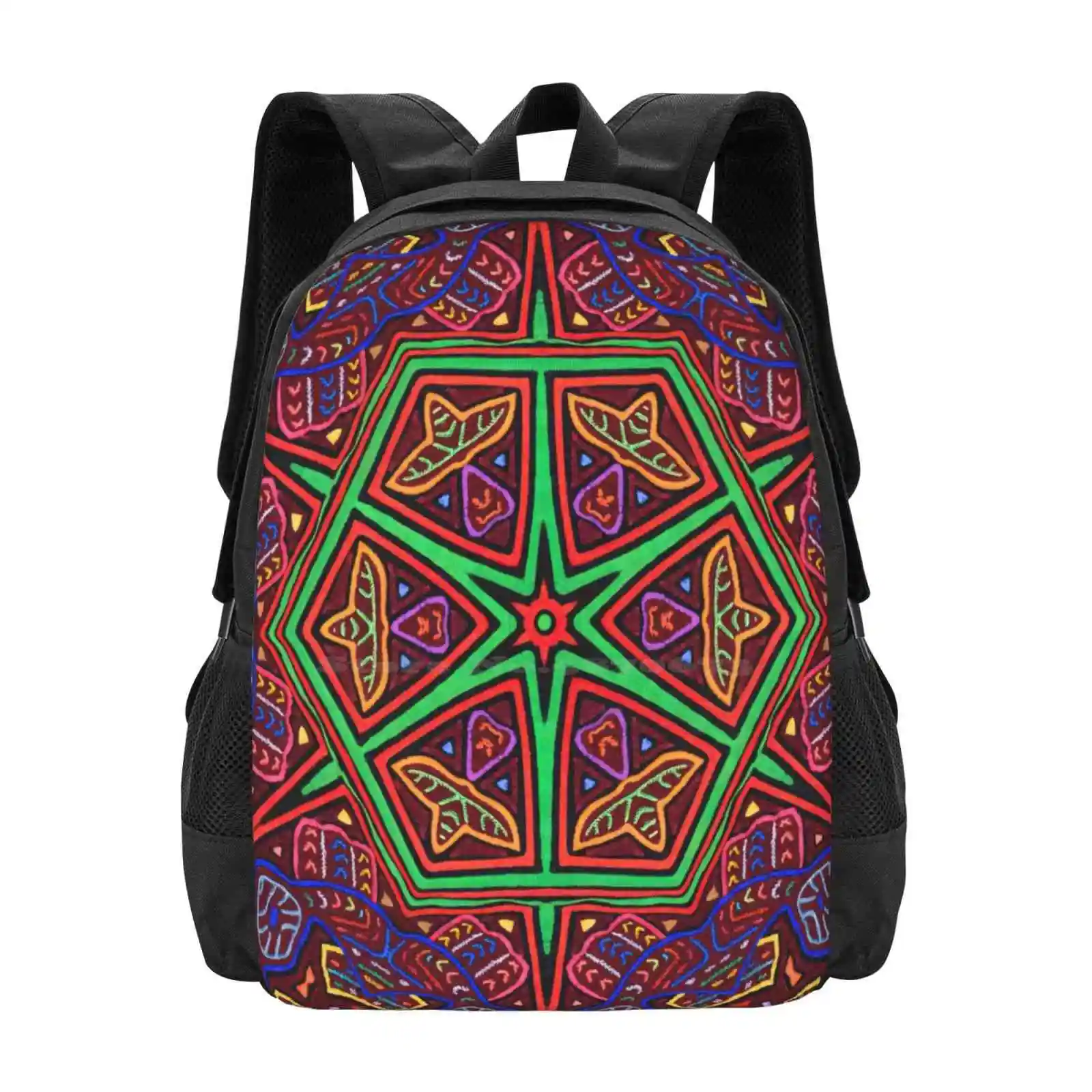 Mola Pattern Design Panama Hot Sale Schoolbag Backpack Fashion Bags Mola De Panama Mola Design Kuna Mola Pattern Abstract