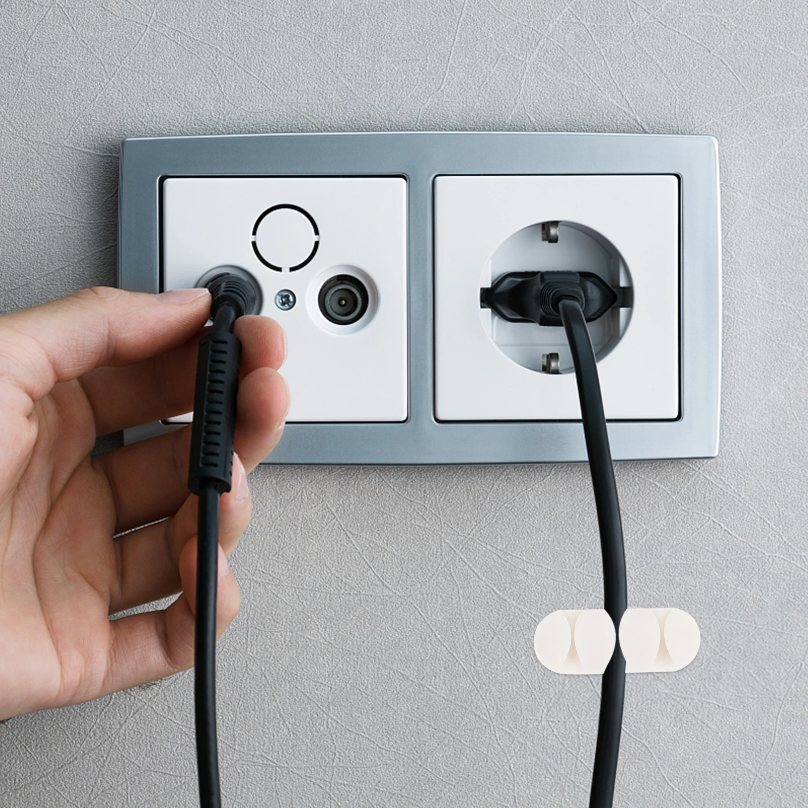 

10pcs Organizer 3-Slot Tpr Desktop Cord Holder Self-Adhesive Wire Management Durable Tpr Cord Clips Desktop Cable Management