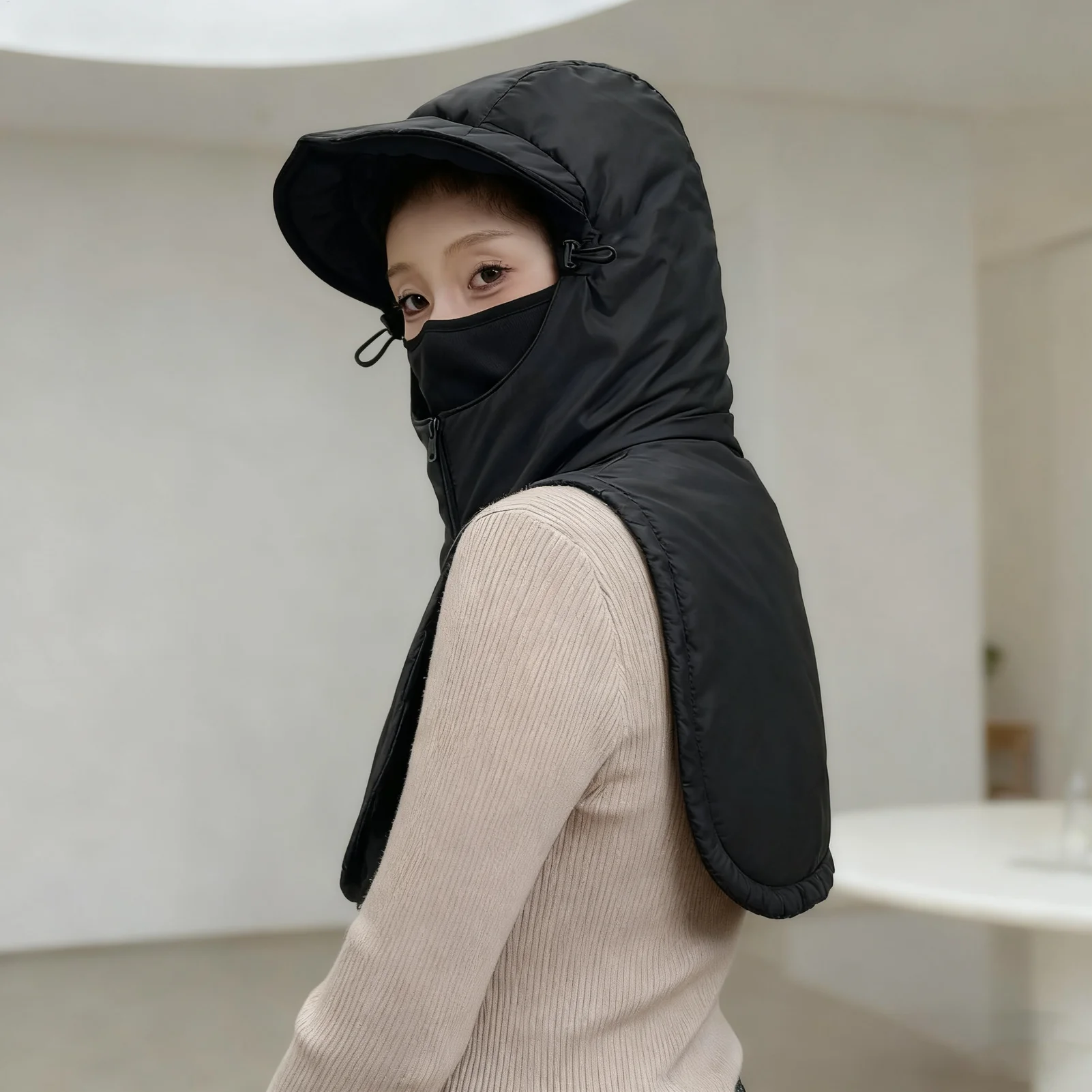 قبعة شتوية لركوب الدراجات أغطية رأس دافئة مع غطاء للوجه أغطية رأس شتوية مقاومة للرياح للتزلج على الجليد والتزلج والمشي لمسافات طويلة والسفر